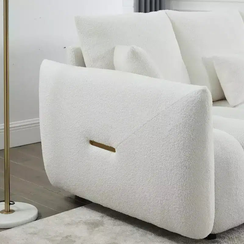 Canapé 3 places en tissu Teddy avec 3 coussins de dossier