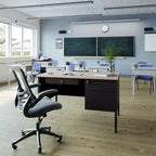 Bureau Cambridge de qualité commerciale à piédestal simple avec tiroirs verrouillables et cadre en métal