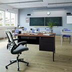 Bureau Cambridge de qualité commerciale à piédestal simple avec tiroirs verrouillables et cadre en métal