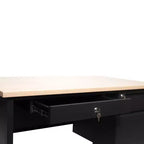 Bureau Cambridge de qualité commerciale à piédestal simple avec tiroirs verrouillables et cadre en métal