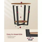 Table d'appoint, table de chevet ronde avec étagère de rangement, montage facile, meuble d'appoint industriel avec cadre en acier