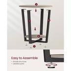 Table d'appoint, table de chevet ronde avec étagère de rangement, montage facile, meuble d'appoint industriel avec cadre en acier