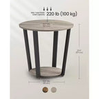 Table d'appoint, table de chevet ronde avec étagère de rangement, montage facile, meuble d'appoint industriel avec cadre en acier