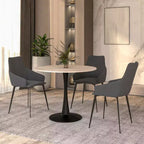 Table à manger ronde Bristol 35 avec plateau en pierre frittée et pied central en acier noir robuste pour cuisine et petits espaces