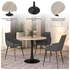 Table à manger ronde Bristol 35 avec plateau en pierre frittée et pied central en acier noir robuste pour cuisine et petits espaces