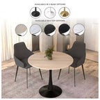 Table à manger ronde Bristol 35 avec plateau en pierre frittée et pied central en acier noir robuste pour cuisine et petits espaces