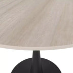 Table à manger ronde Bristol 35 avec plateau en pierre frittée et pied central en acier noir robuste pour cuisine et petits espaces