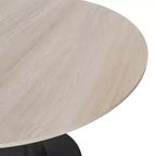 Table à manger ronde Bristol 35 avec plateau en pierre frittée et pied central en acier noir robuste pour cuisine et petits espaces