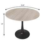 Table à manger ronde Bristol 35 avec plateau en pierre frittée et pied central en acier noir robuste pour cuisine et petits espaces