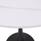 Table à manger ronde Bristol 35 avec plateau en pierre frittée et pied central en acier noir robuste pour cuisine et petits espaces