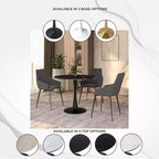 Table à manger ronde Bristol 35 avec plateau en pierre frittée et pied central en acier noir robuste pour cuisine et petits espaces