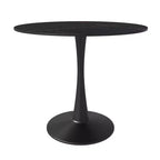 Table à manger ronde Bristol 35 avec plateau en pierre frittée et pied central en acier noir robuste pour cuisine et petits espaces