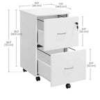 Meuble de classement à 2 tiroirs, classeur en bois verrouillable pour bureau à domicile, petit meuble de classement roulant