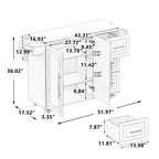Îlot de cuisine sur roulettes, Desserte de cuisine avec roulettes verrouillables, 3 grands tiroirs, Armoire à 2 portes, Porte-torchon, Étagères réglables et Plateau spacieux