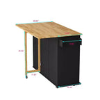 Îlot de cuisine sur roulettes, Desserte de cuisine avec roulettes verrouillables, 3 grands tiroirs, Armoire à 2 portes, Porte-torchon, Étagères réglables et Plateau spacieux