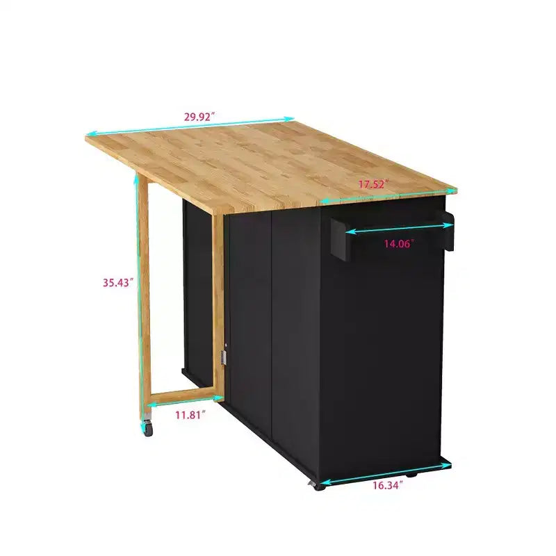 Îlot de cuisine sur roulettes, Desserte de cuisine avec roulettes verrouillables, 3 grands tiroirs, Armoire à 2 portes, Porte-torchon, Étagères réglables et Plateau spacieux