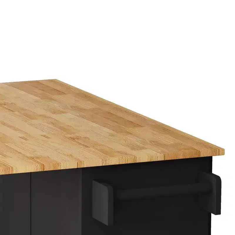 Îlot de cuisine sur roulettes, Desserte de cuisine avec roulettes verrouillables, 3 grands tiroirs, Armoire à 2 portes, Porte-torchon, Étagères réglables et Plateau spacieux