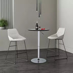 Table de bar avec base chromée élégante et plateau noir, parfaite pour la salle à manger ou la cuisine, Noir