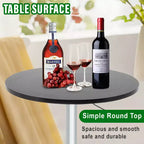 Table de bar avec base chromée élégante et plateau noir, parfaite pour la salle à manger ou la cuisine, Noir