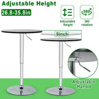 Table de bar avec base chromée élégante et plateau noir, parfaite pour la salle à manger ou la cuisine, Noir