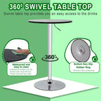 Table de bar avec base chromée élégante et plateau noir, parfaite pour la salle à manger ou la cuisine, Noir