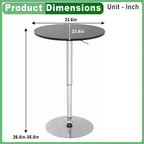 Table de bar avec base chromée élégante et plateau noir, parfaite pour la salle à manger ou la cuisine, Noir