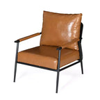 Fauteuil d'appoint Wayne en similicuir et métal, marron/noir