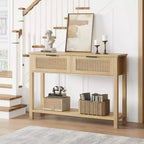 Garvee Console Table Boho Entryway Table Sofa Table Hallway Foyer Table Behind Couch Table with 2 Drawers and Open Storage Shelf for Living Room