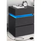 Nightstand with LED Lights, Bedside Table with Adjustable Light Colors, Modern Style Side Table featuring 3 Drawers, 13.8 x 15.7 x 21.7 Inches